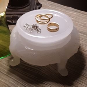 Milk glass trinket holder.